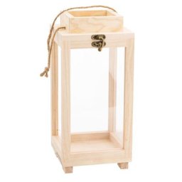 Lanterne en bois, 15 x 15 x 32 cm