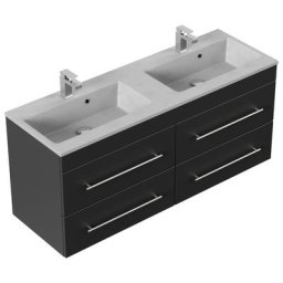 Meuble salle de bain Ophit 140 noir satiné