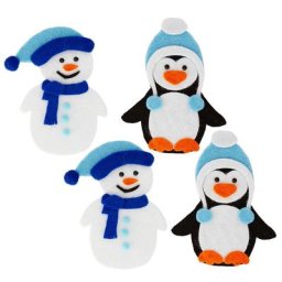 Kit créatif en feutrine ""Pingouin et bonhomme de neige"", 4 pièces