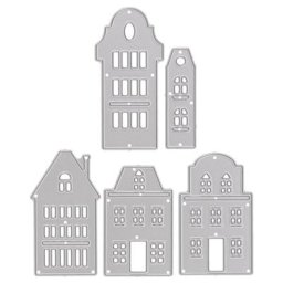 Set de pochoirs à estamper ""Maisons"", 4,2-6 cm, 5 pièces