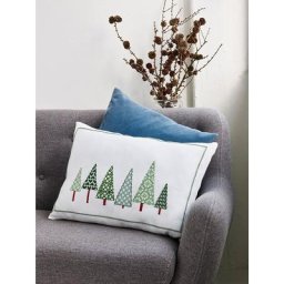 Housse de coussin à broder ""sapins de Noël