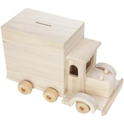 Tirelire ""camion"", en bois, 25 x 14 x 15 cm