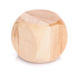 Dé en bois brut, 8 x 8 x 8 cm