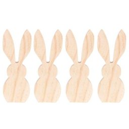 Lapins en bois brut, 15 x 6 cm, 4 pièces
