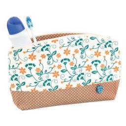 Kit couture ""trousse de toilette"", pétrole/nougat