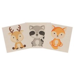 Tissu panel canevas ""animaux de la forêt"" pour coussins, nature/multicolore
