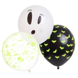Ballons ""fantôme phosphorescent"", 27 cm Ø, 3 pièces