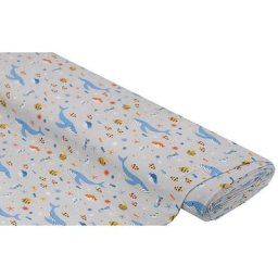 Tissu jersey en coton ""animaux de la mer"", gris/multicolore
