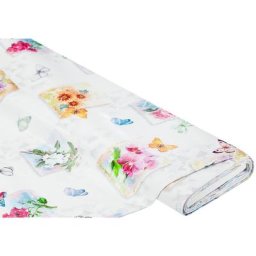 Nappe épongeable - toile cirée ""fleurs et papillons"", multicolore