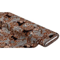 Tissu jersey en viscose ""ornements/léopard"", marron/multicolore