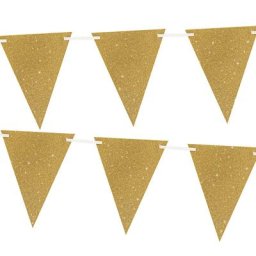 Guirlande à fanions ""paillettes"", doré, 6 m
