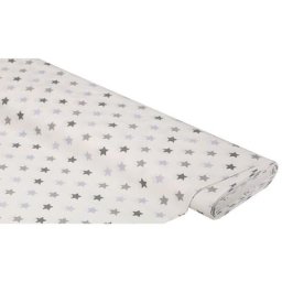 Tissu coton bio ""étoiles"", écru/gris