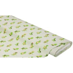 Tissu coton bio ""tortue"", vert/multicolore