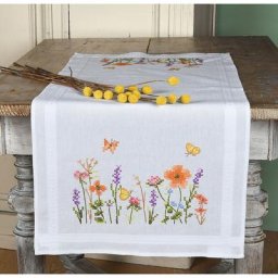 Chemin de table à broder ""fleurs d'été