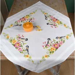 Nappe à broder ""mésanges