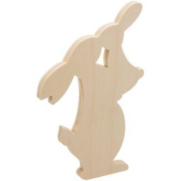 Lapin et lapereau en bois brut, 30 cm