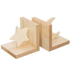Presse-livres ""étoile et lune"" en MDF, 15 x 15 cm