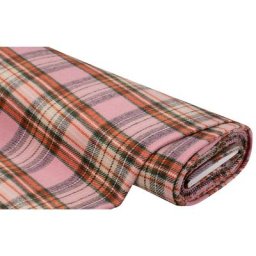 Tissu flanelle pour vestes ""carreaux"", rose/vert