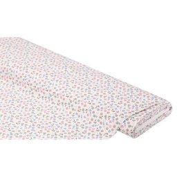 Tissu coton ""fleurs & cœurs"", rose/bleu clair, de la série ""Mona