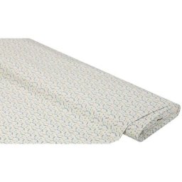 Tissu coton ""petites fleurs"", blanc/pétrole/kaki, de la série ""Lena