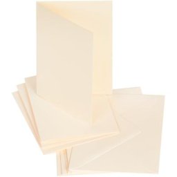 Cartes doubles et enveloppes, crème, A6/C6, 50 pièces