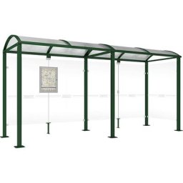 PROCITY Abri voyageurs, avec paroi latérale à droite, largeur 5040 mm, vert mousse