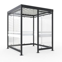 Abri avec toit en acier, 7 éléments vitrés, ouverture à gauche, anthracite RAL 7016