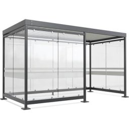 Abri avec toit en acier, 10 éléments vitrés, à moitié ouverts, anthracite RAL 7016