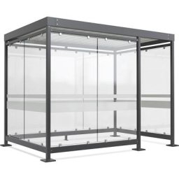 Abri avec toit en acier, 9 éléments vitrés, ouverture à droite, anthracite RAL 7016