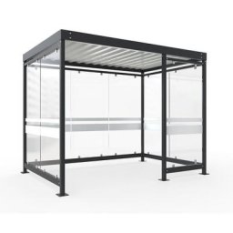 Abri avec toit en acier, 8 éléments vitrés, ouverture à gauche, anthracite RAL 7016