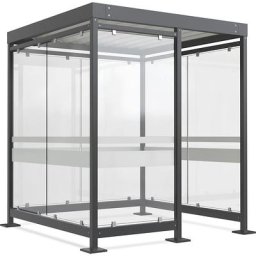 Abri avec toit en acier, 7 éléments vitrés, ouverture à droite, anthracite RAL 7016