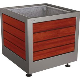 PROCITY Bac à plantes SILAOS®, h x l x p 700 x 800 x 800 mm, acier/bois, gris, acajou