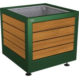 PROCITY Bac à plantes SILAOS®, h x l x p 700 x 800 x 800 mm, acier/bois, vert mousse, chêne clair