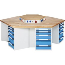 eurokraft pro Etabli multiple, 6 postes de travail, avec module d'alimentation électrique, hauteur 890 mm