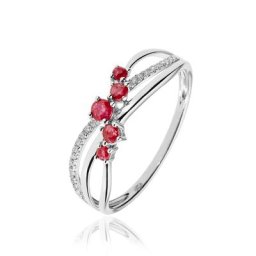 Bague Amarylis Or Blanc Rubis Diamant
