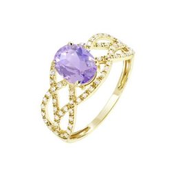 Bague Tina Or Jaune Amethyste Et Oxyde De Zirconium