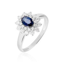 Bague Ivan Or Blanc Saphir Et Diamant