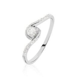 Bague Vrille Accompagnee Or Blanc Diamant