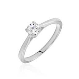 Bague Solitaire Fiona Or Blanc Diamant Synthetique
