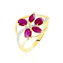 Bague Orchidee Or Bicolore Rubis Diamant