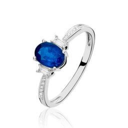 Bague Solitaire Briony Or Blanc Saphir Et Diamant