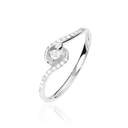 Bague Vrille Accompagnee Or Blanc Diamant