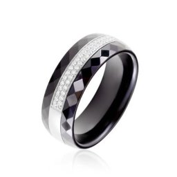 Bague Ceramik Design Argent Blanc Oxyde De Zirconium Et Céramique