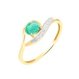 Bague Sagesse Or Jaune Emeraude Et Diamant