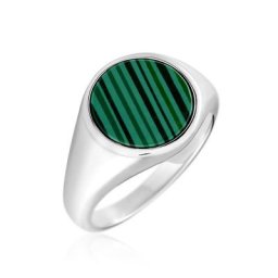 Chevalière Argent Blanc Aileas Malachite