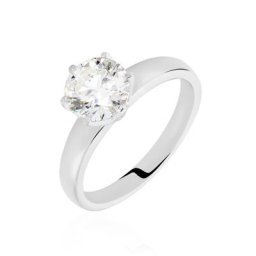 Bague Solitaire Natalia Or Blanc Diamant Synthetique