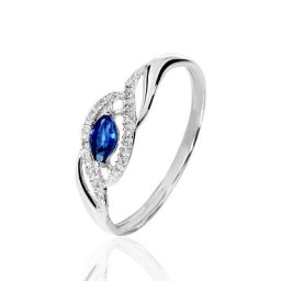 Bague Syriana Or Blanc Saphir Et Diamant