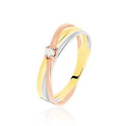 Bague Solitaire Gisla Or Tricolore Diamant