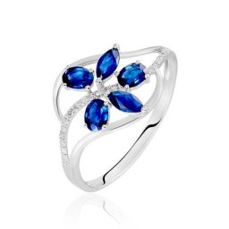 Bague Orchidee Or Blanc Saphir Diamant