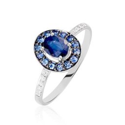 Bague Leona Or Blanc Saphir Diamant